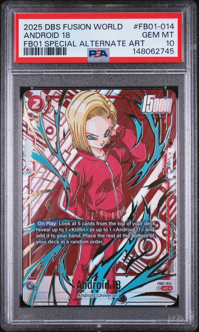 2025 #FB01-014 Android 18 PSA 10 Dragon Ball Super Card Game Fusion World New Adventure