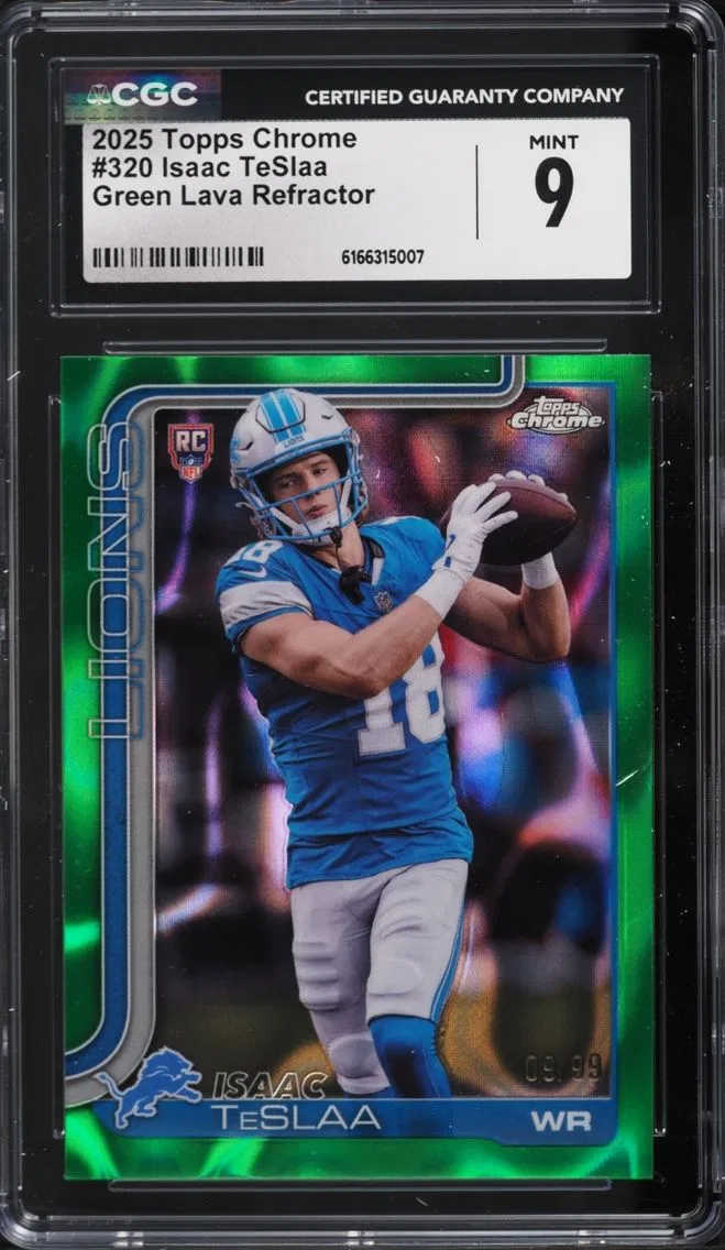 2025 Topps Chrome Green Lava Refractor Isaac TeSlaa ROOKIE /99 #320 CGC 9 MINT