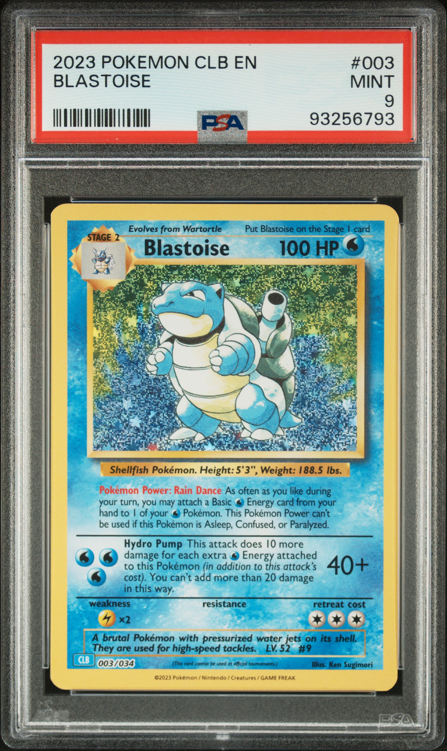 2023 #003 Blastoise PSA 9 Clb-Trading Card Game Classic Blastoise & Suicune Ex Deck