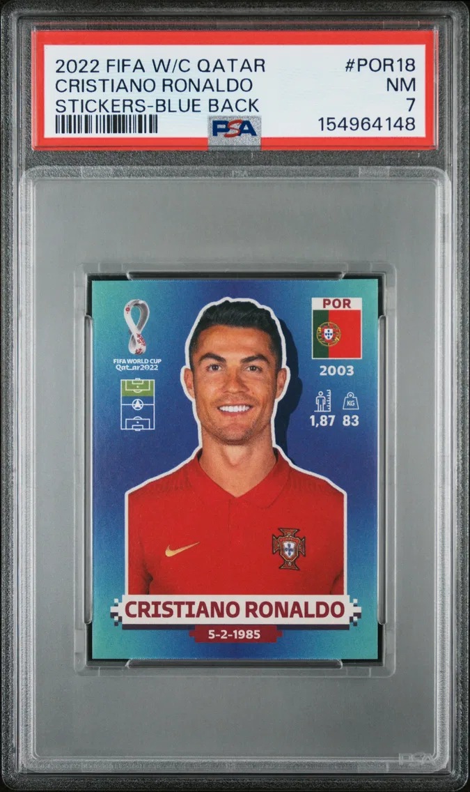 2022 #POR18 Cristiano Ronaldo PSA 7 Panini FIFA World Cup Qatar Stickers