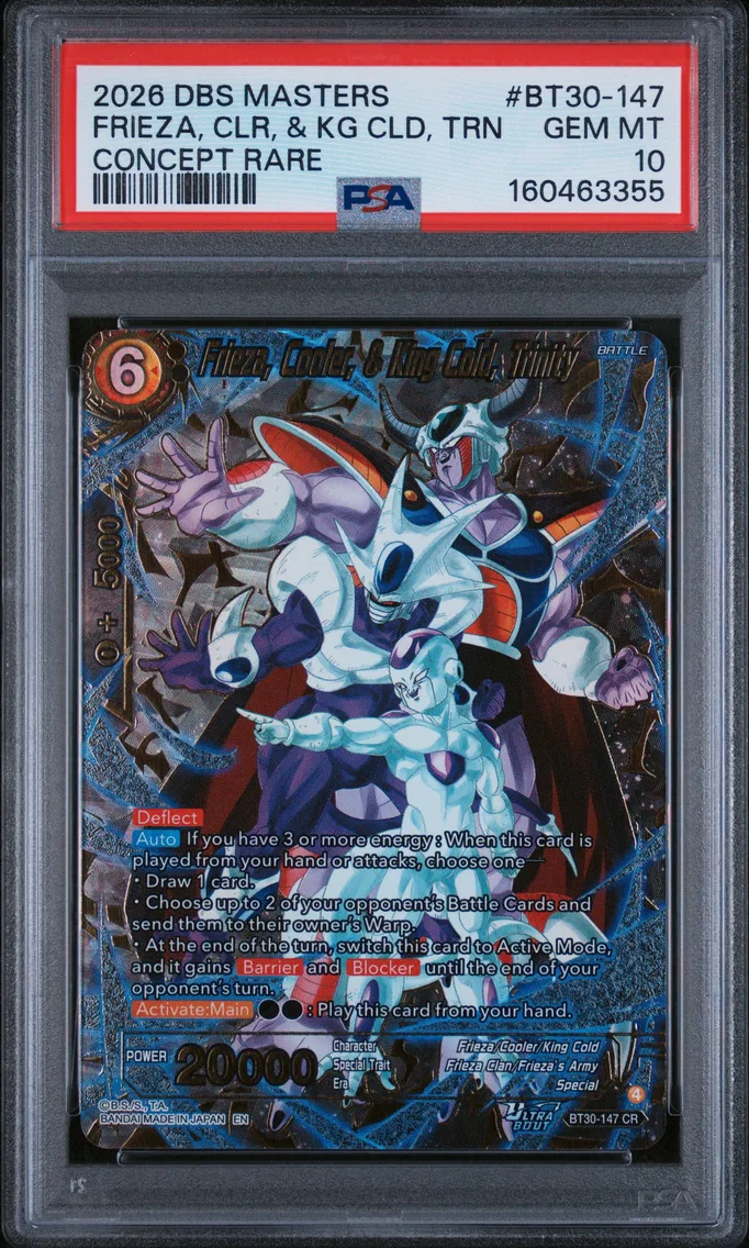 2026 #BT30-147 Frieza, Cooler, & King Cold, Trinity PSA 10 Dragon Ball Super Card Game Masters Series 30 Three Glorious Fighters