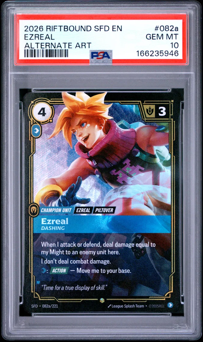 2026 #082a Ezreal - Dashing PSA 10 Riftbound: League of Legends Sfd-Spiritforged