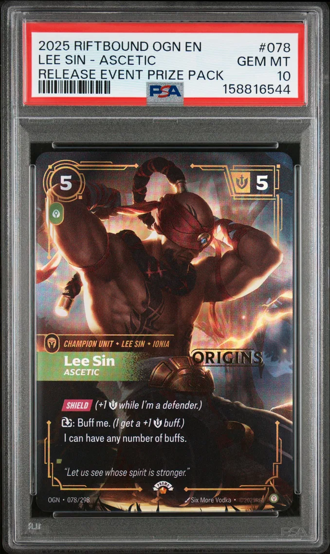2025 #078 Lee Sin - Ascetic PSA 10 Riftbound: League of Legends Ogn-Origins