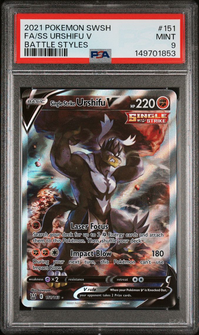 2021 #151 Full Art/Single Strike Urshifu V PSA 9 Sword & Shield Battle Styles
