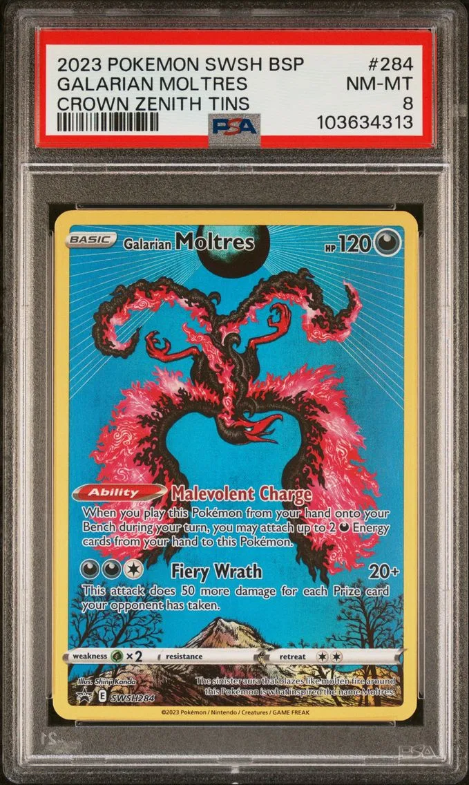 2023 Pokemon Swsh Black Star Promo Galarian Moltres Swsh Black Star Promo #284 PSA 8