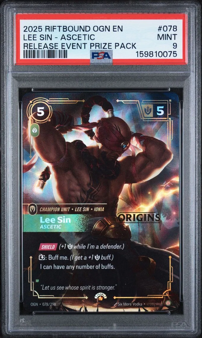 2025 #078 Lee Sin - Ascetic PSA 9 Riftbound: League of Legends Ogn-Origins