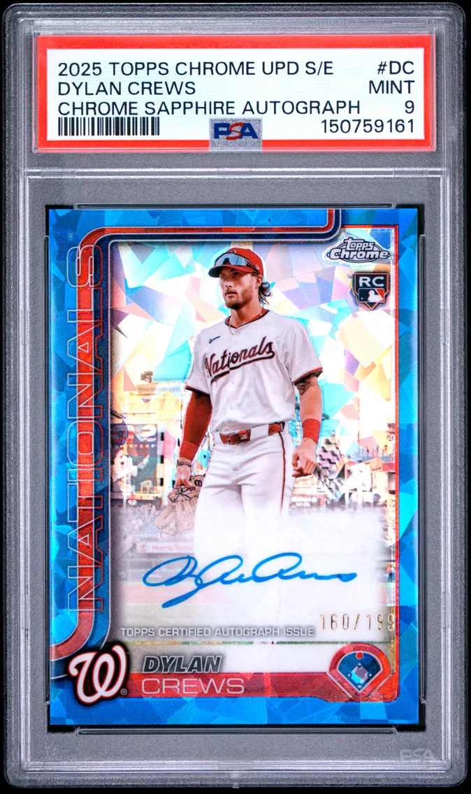 2025 #DC Dylan Crews PSA 9 Topps Chrome Sapphire Update Series Topps Chrome Sapphire Autographs