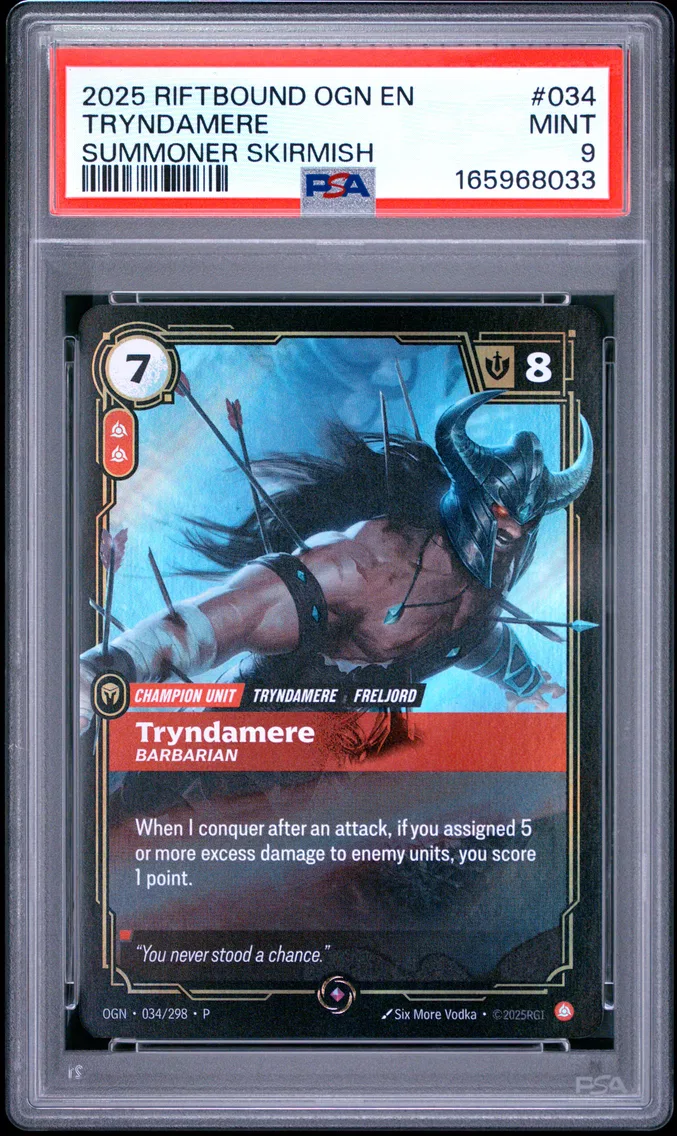 2025 #034 Tryndamere - Barbarian PSA 9 Riftbound: League of Legends Ogn-Origins