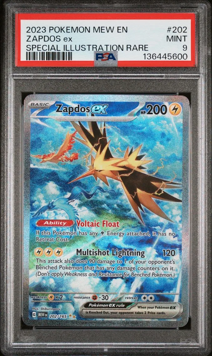 2023 #202 Zapdos EX PSA 9 Mew EN-151 Pokemon