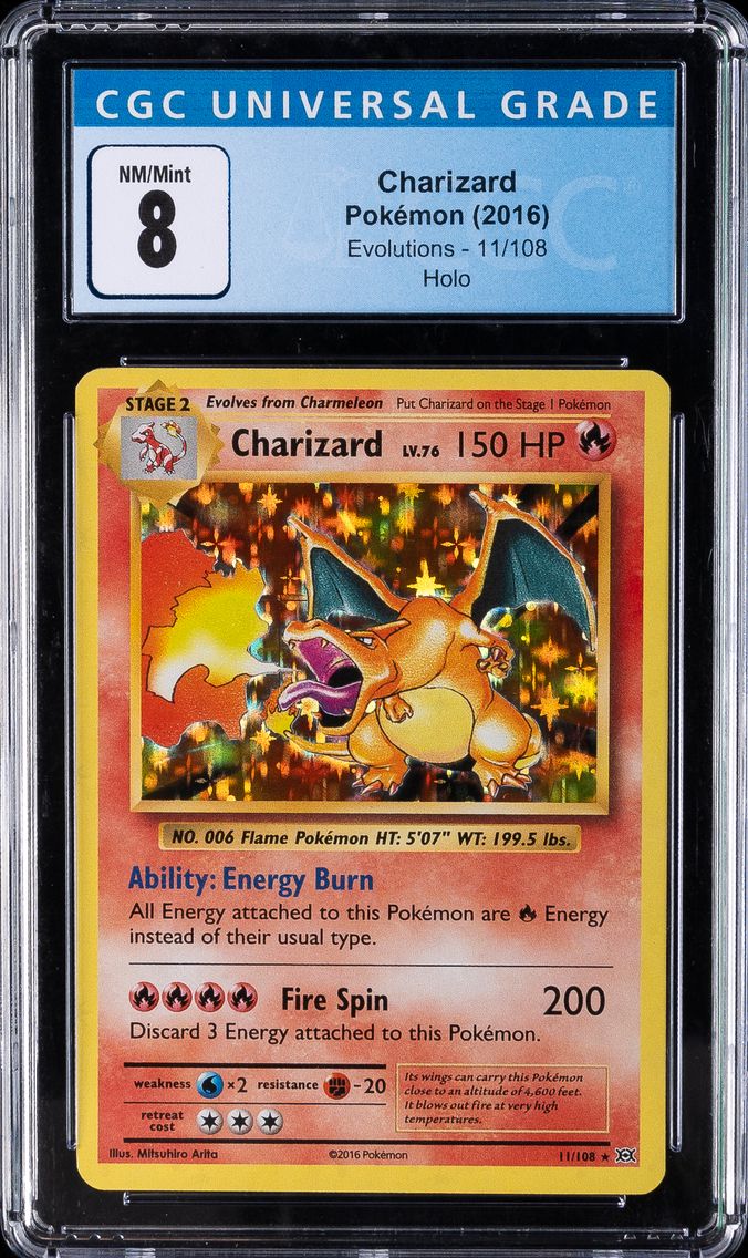 2016 #11 Charizard-Holo CGC 8 XY Evolutions Pokemon