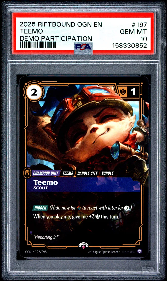 2025 #197 Teemo - Scout PSA 10 Riftbound: League of Legends Ogn-Origins