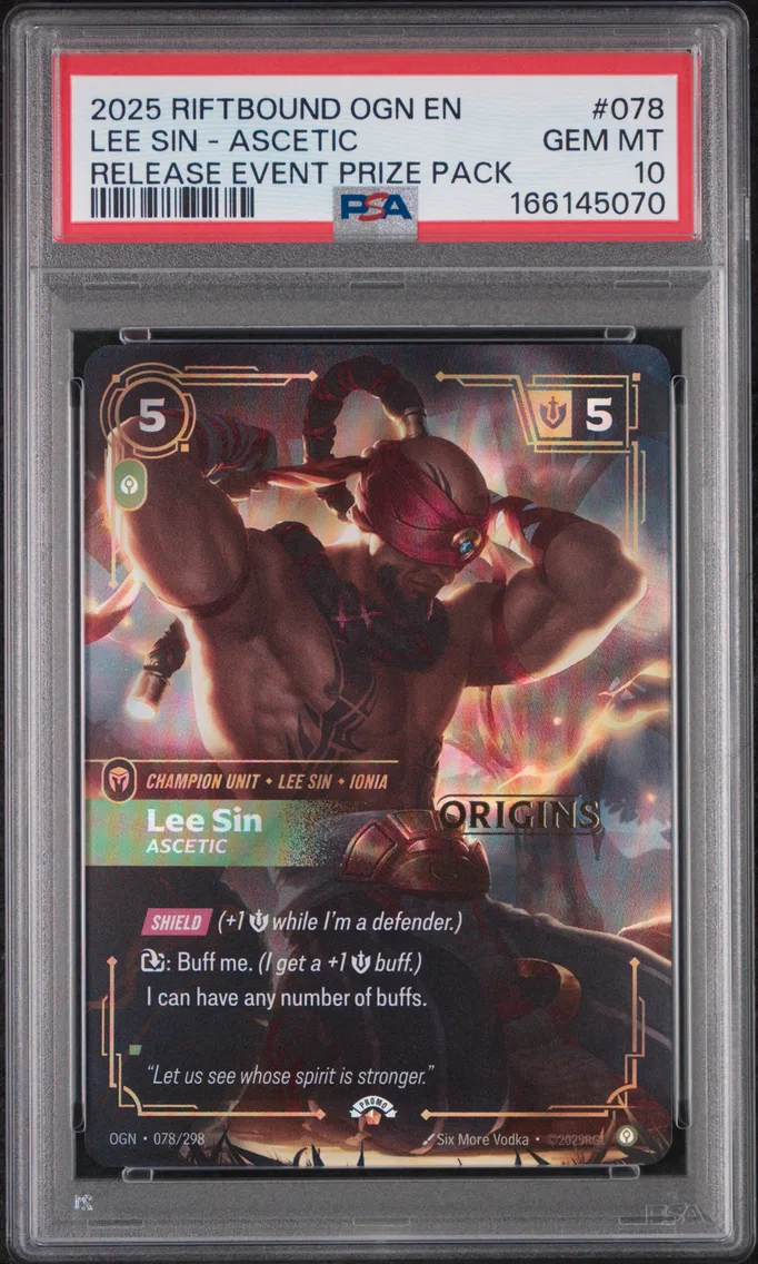 2025 #078 Lee Sin - Ascetic PSA 10 Riftbound: League of Legends Ogn-Origins