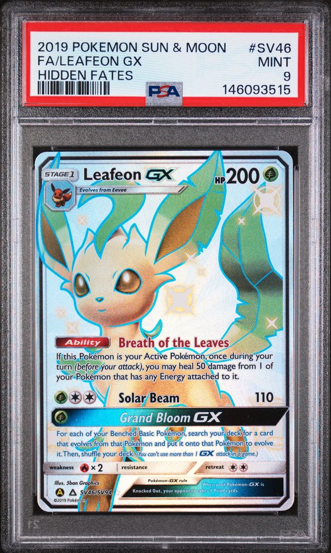 2019 #SV46 Full Art/Leafeon GX PSA 9 Sun & Moon Hidden Fates