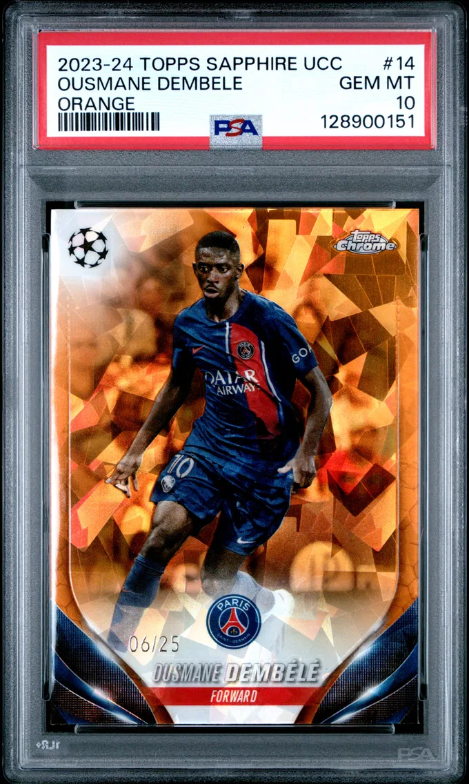 2023 #14 Ousmane Dembele PSA 10 Topps Chrome Sapphire Edition UEFA Club Competitions