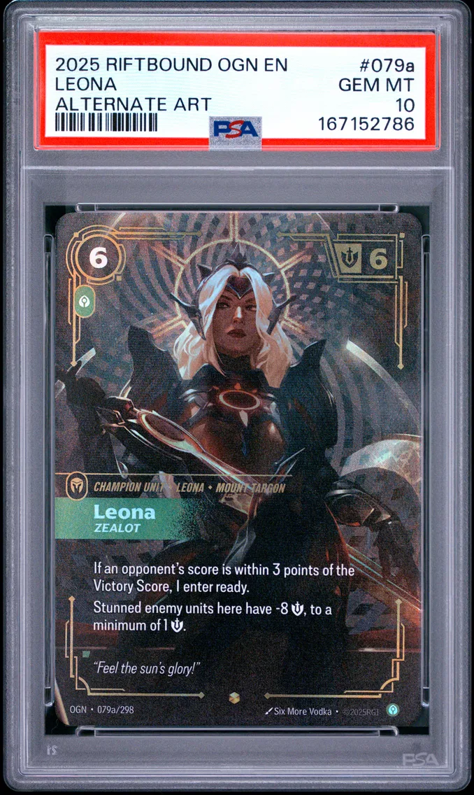 2025 #079a Leona - Zealot PSA 10 Riftbound: League of Legends Ogn-Origins