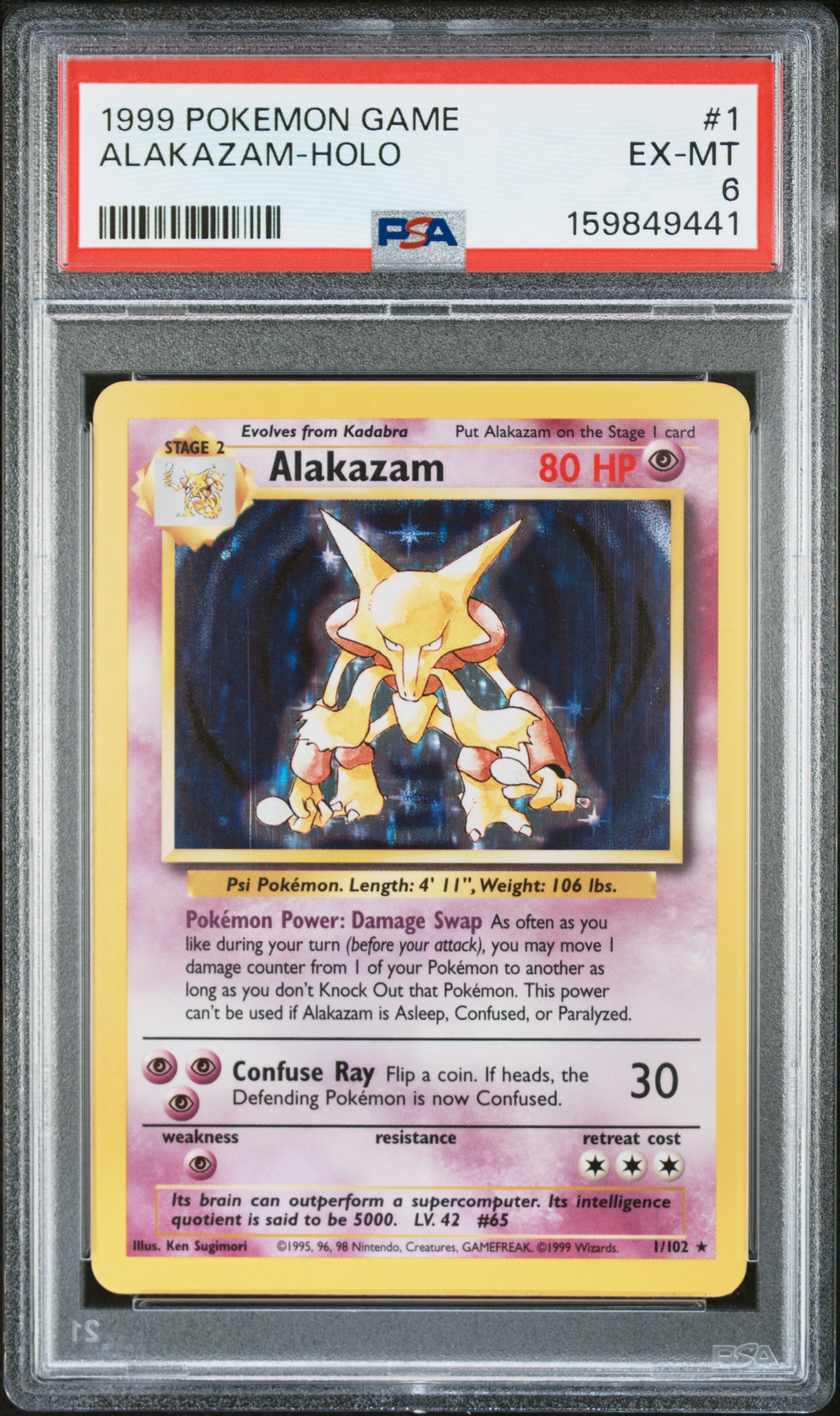 1999 #1 Alakazam-Holo PSA 6 Game