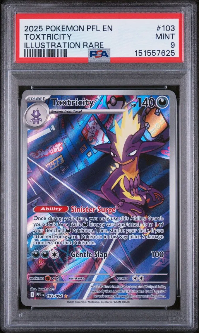 2025 Pokemon Pfl EN-Phantasmal Flames Toxtricity Pfl EN-Phantasmal Flames #103 PSA 9