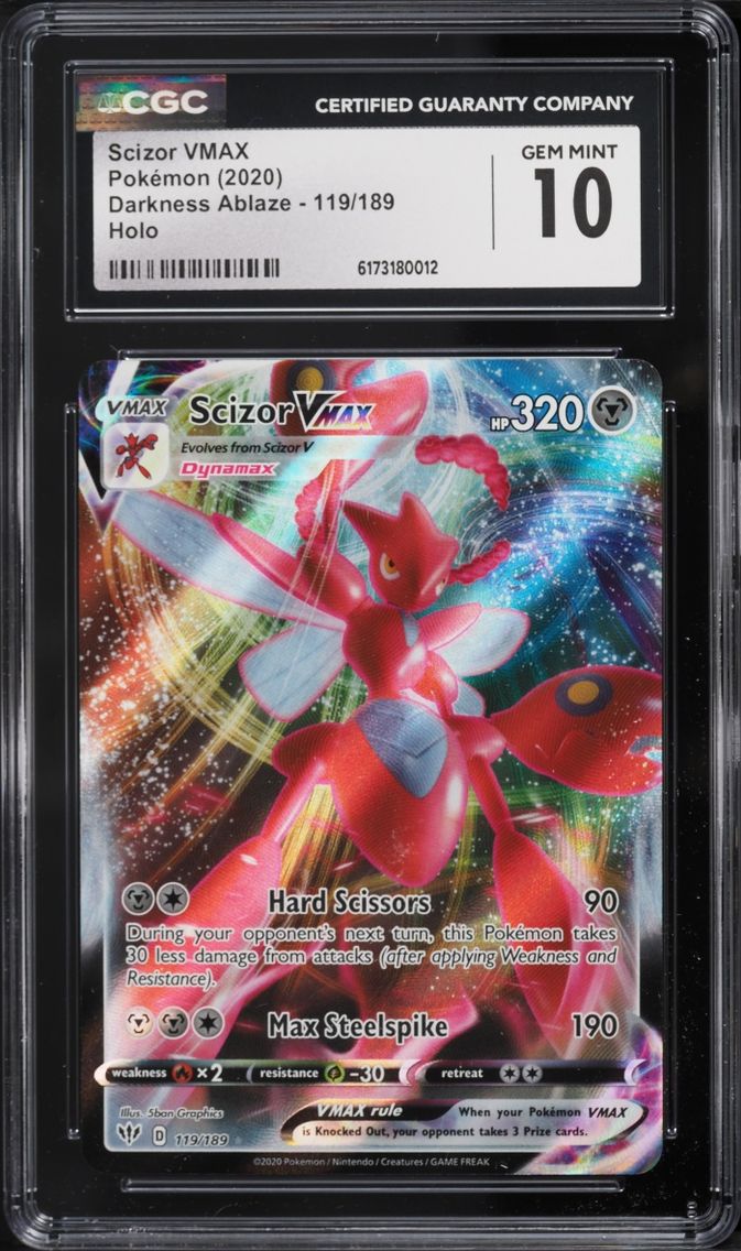2020 Pokemon Sword & Shield Darkness Ablaze Alt Art Scizor VMAX #119 CGC 10 GEM MINT