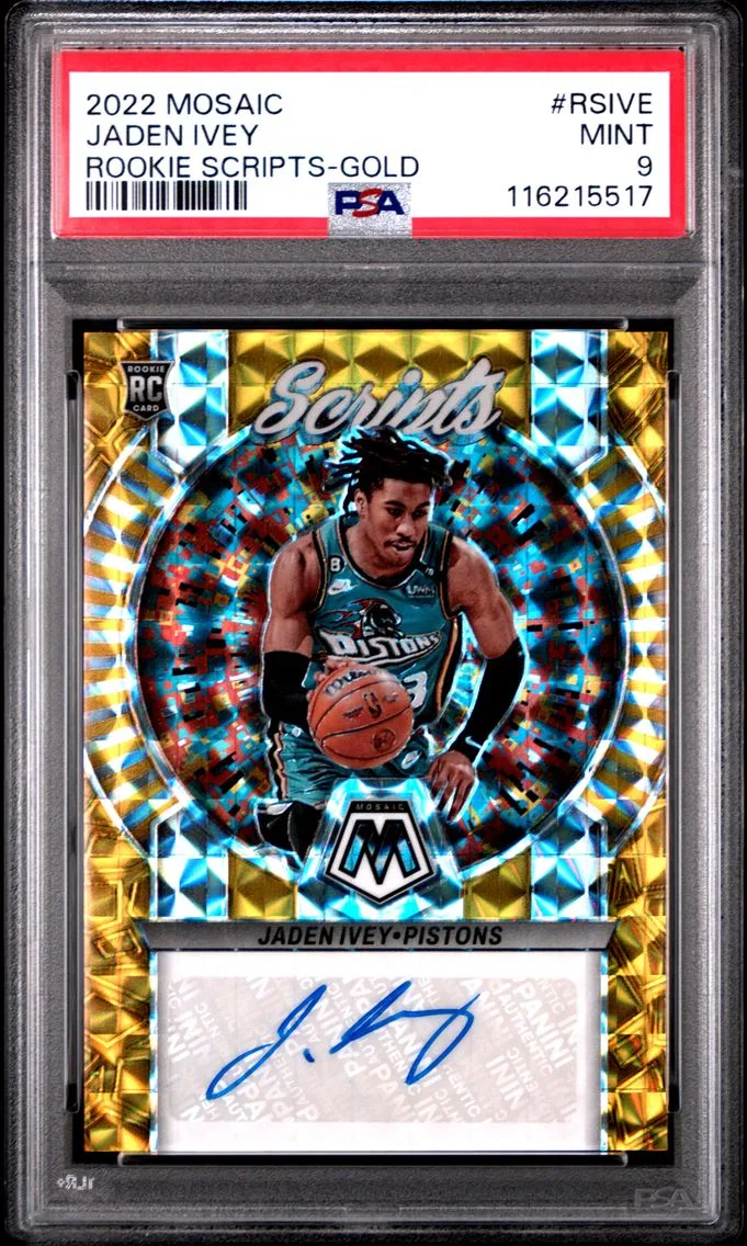 2022 #RSIVE Jaden Ivey PSA 9 Panini Mosaic Rookie Scripts