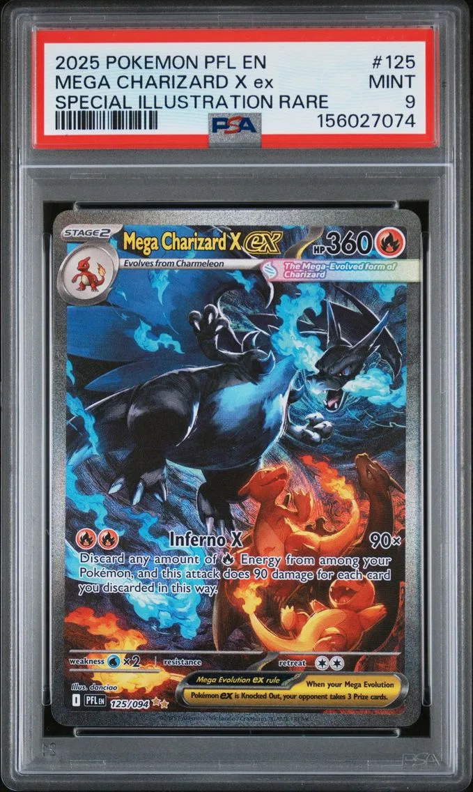 2025 #125 Mega Charizard X EX PSA 9 Pfl EN-Phantasmal Flames