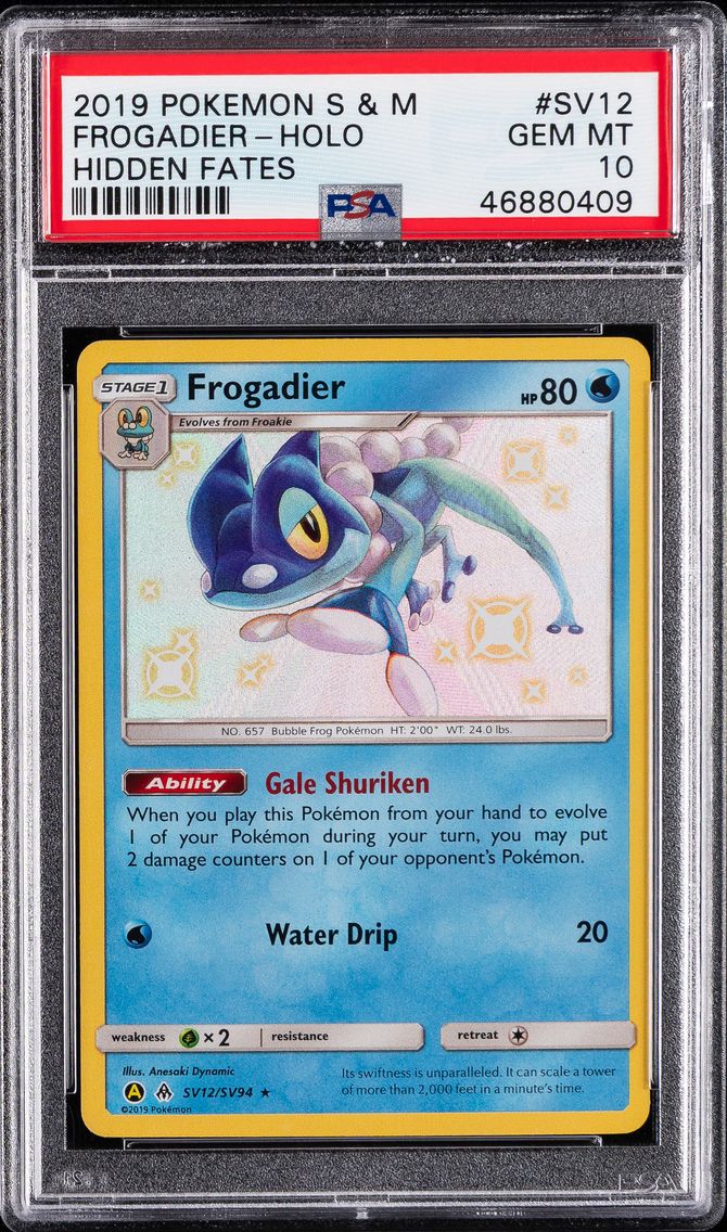 2019 #SV12 Frogadier-Holo PSA 10 Sun & Moon Hidden Fates Pokemon