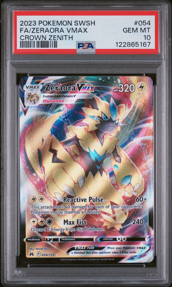 2023 #054 Full Art/Zeraora Vmax PSA 10 Sword and Shield Crown Zenith Pokemon