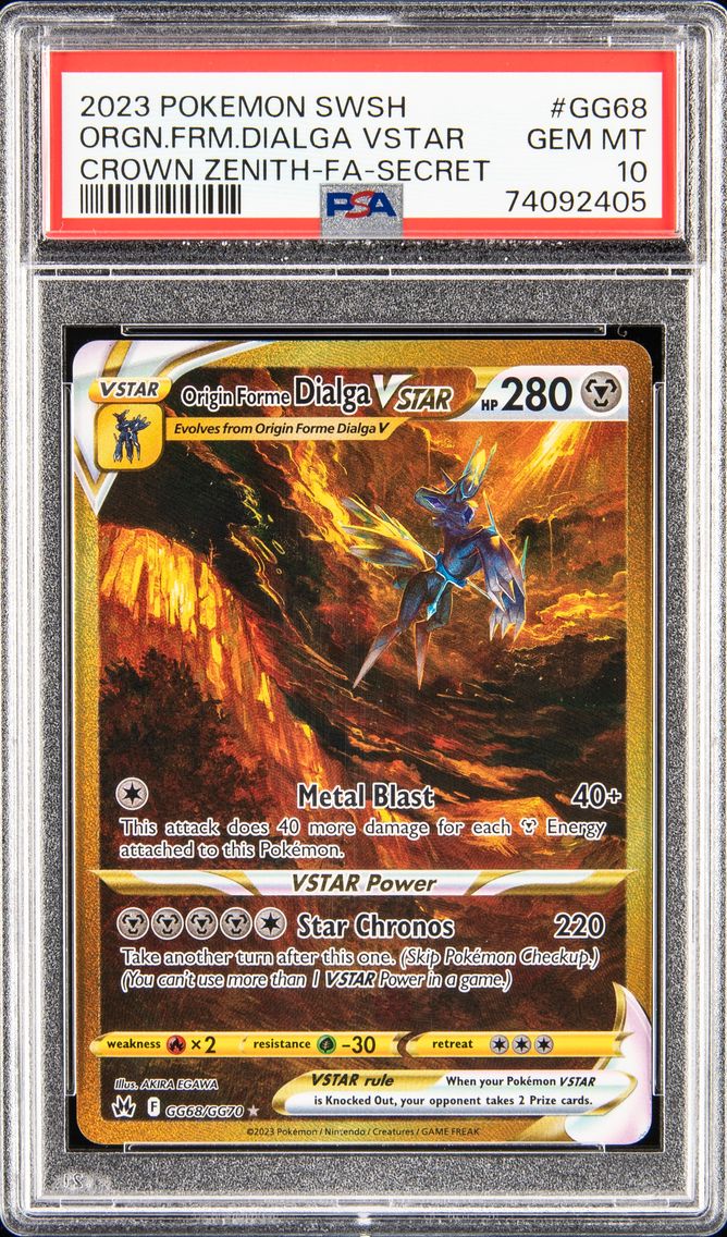 2023 #GG68 FULL ART/ORIGIN FORME DIALGA VSTAR PSA 10 POKEMON SWORD AND SHIELD CROWN ZENITH | SECRET