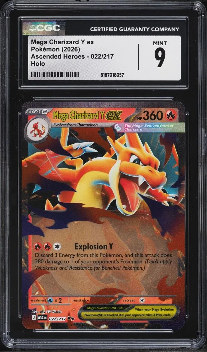 2026 #22 Mega Charizard Y EX CGC 9 Pokemon Mega Evolution Ascended Heroes Holo