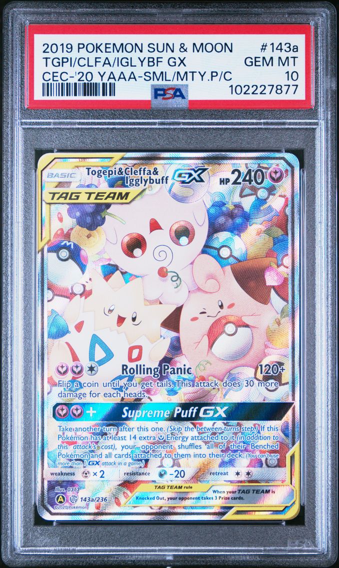 2019 #143a Togepi & Cleffa & Igglybuff GX PSA 10 Sun & Moon Cosmic Eclipse Pokemon