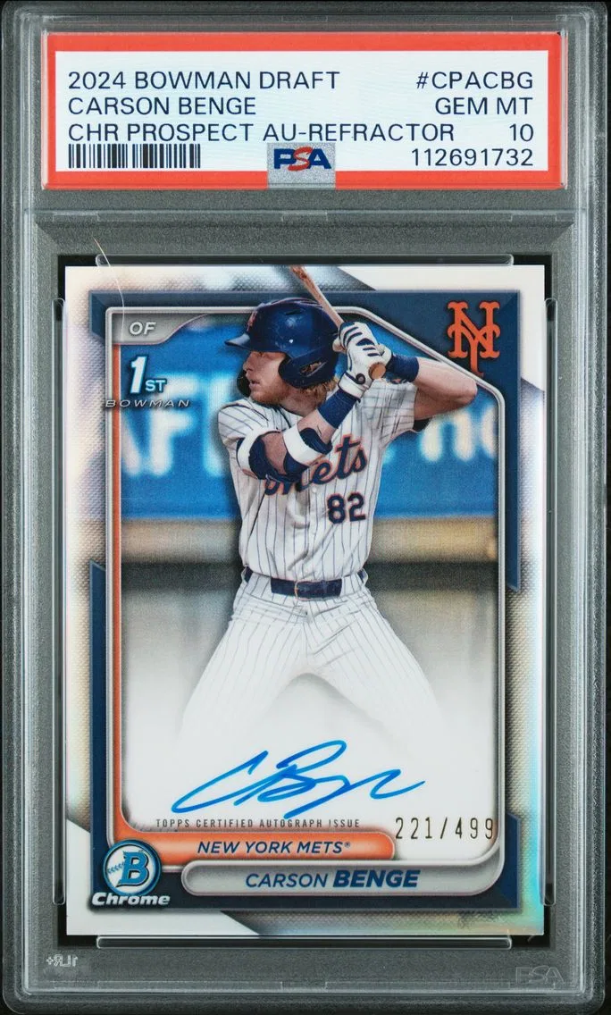 2024 #CPACBG Carson Benge PSA 10 Bowman Draft Chrome Prospect Autographs