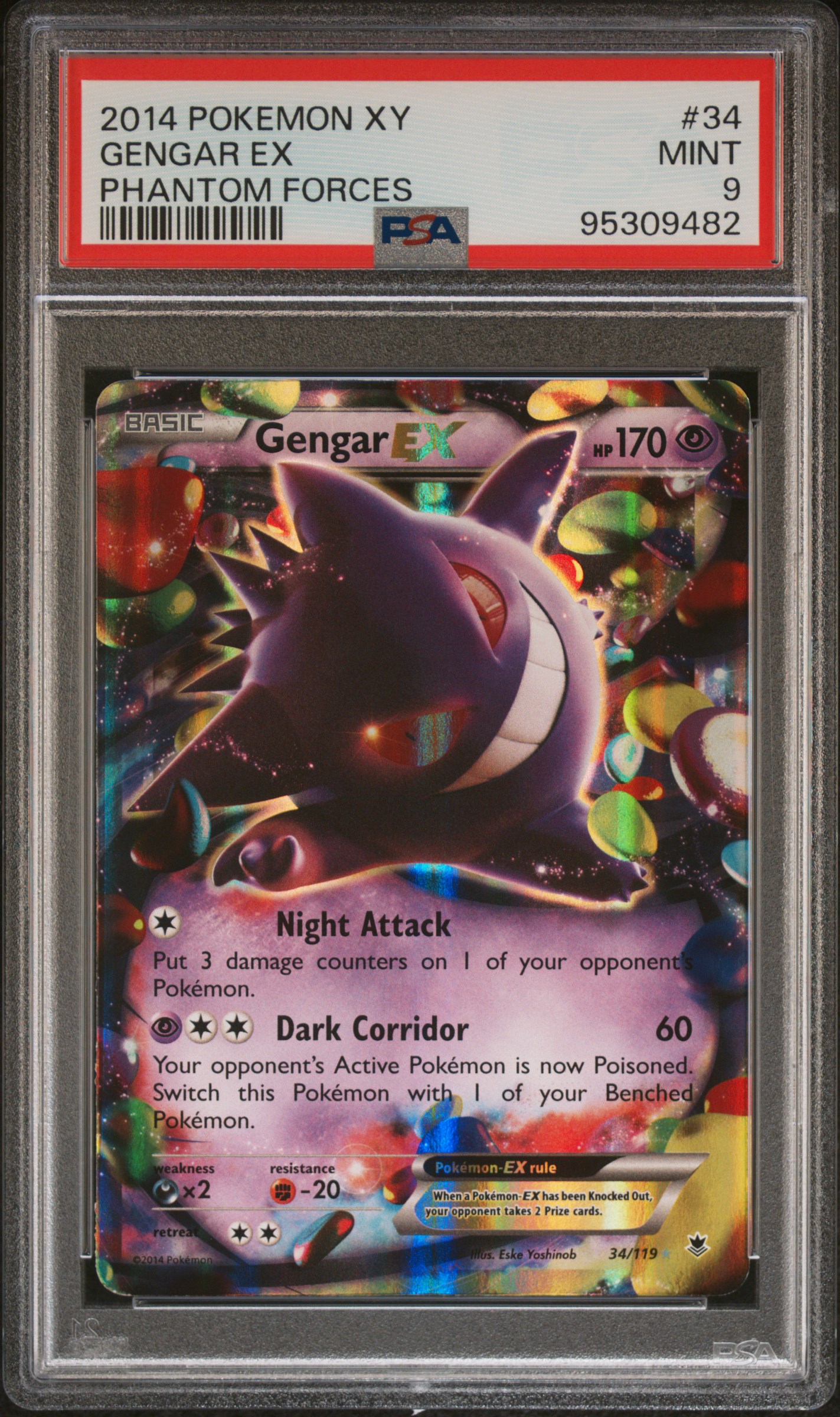 2014 #34 Gengar Ex PSA 9 Xy Phantom Forces