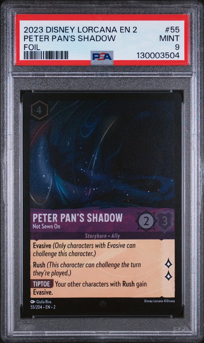 2023 #55 Peter Pan's Shadow - Not Sewn on PSA 9 Disney Lorcana EN 2-Rise of the Floodborn