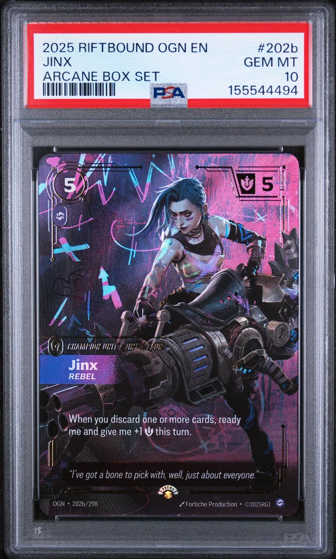 2025 #202b Jinx - Rebel PSA 10 Riftbound: League of Legends Ogn-Origins
