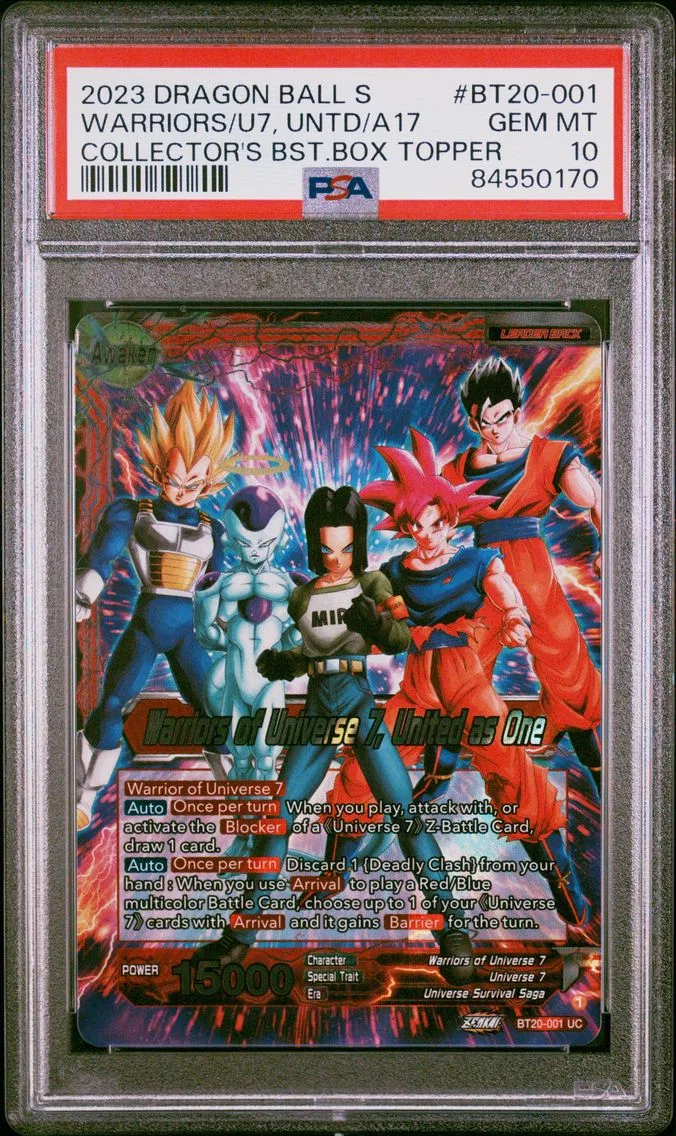 2023 #BT20-001 Android 17/Warriors of Universe 7, United As One PSA 10 Dragon Ball Super Card Game Series 20 Power Absorbed