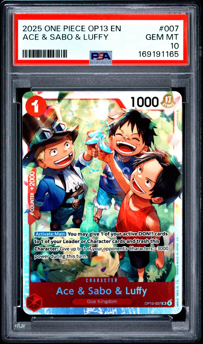 2025 #007 Ace & Sabo & Luffy PSA 10 One Piece OP13-Carrying on His Will
