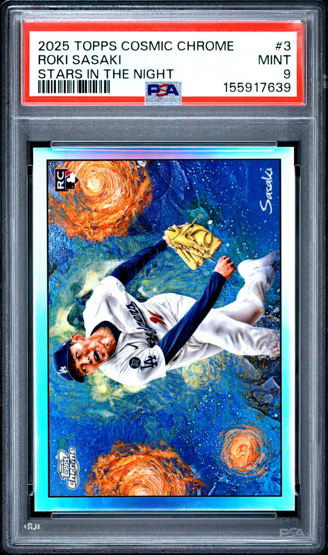 2025 #3 Roki Sasaki PSA 9 Topps Cosmic Chrome Stars in the Night