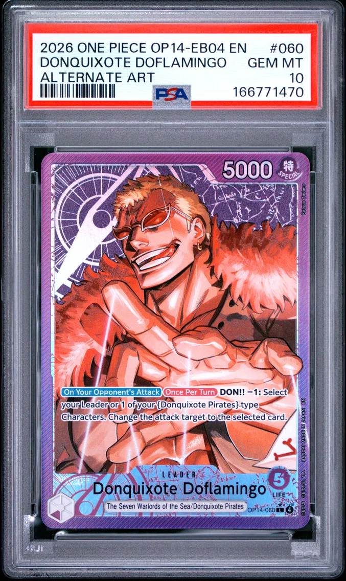 2026 #060 Donquixote Doflamingo PSA 10 One Piece OP14-EB04-the Azure Sea's Seven