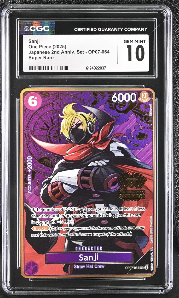 2025 #OP07-064 Sanji CGC 10 Japanese 2nd Anniversary Set - English