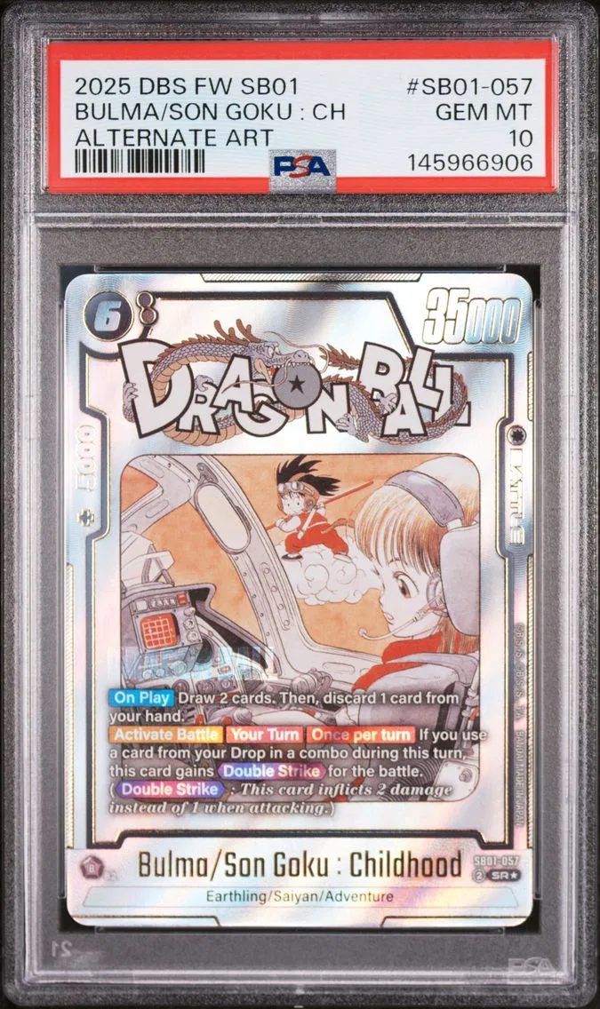 2025 #SB01-057 Bulma/Son Goku : Childhood PSA 10 Dragon Ball Super Card Game Fusion World Manga Booster 01
