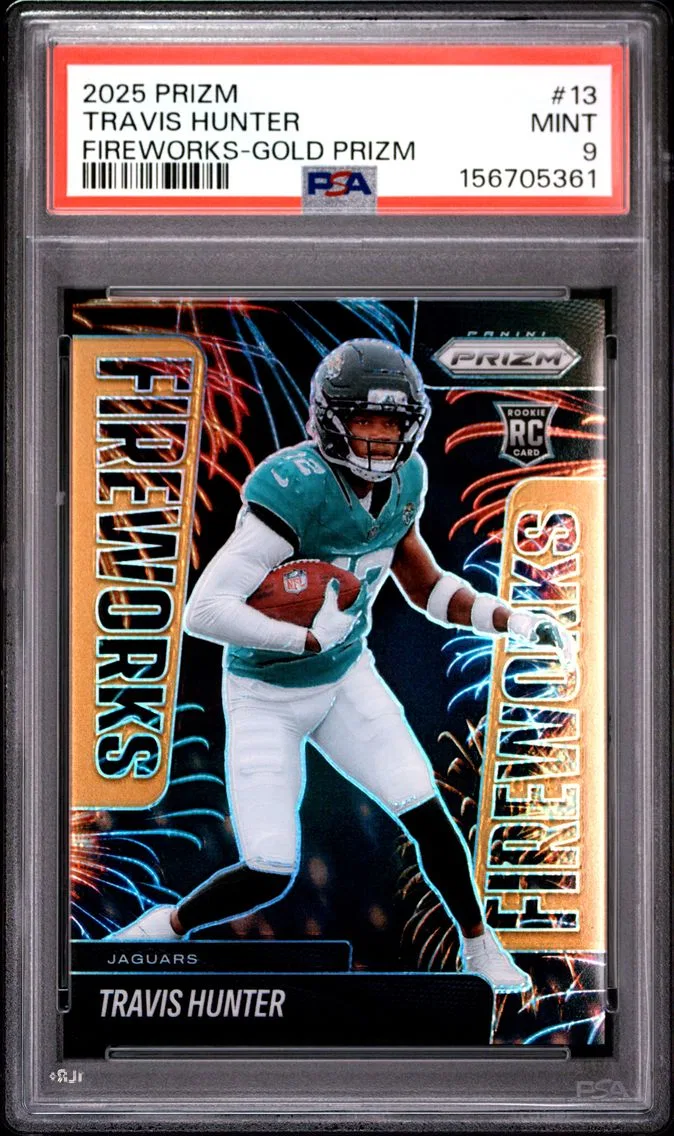 2025 #13 Travis Hunter PSA 9 Panini Prizm Fireworks
