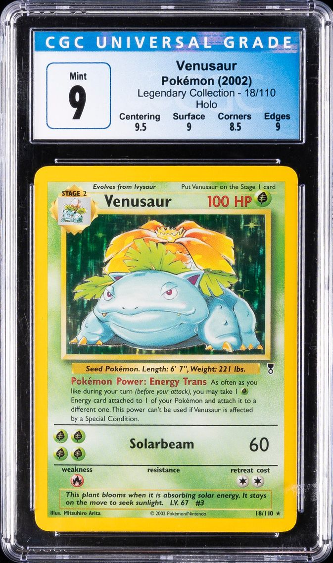 2002 #18 Venusaur-Holo CGC 9 Legendary Collection Pokemon