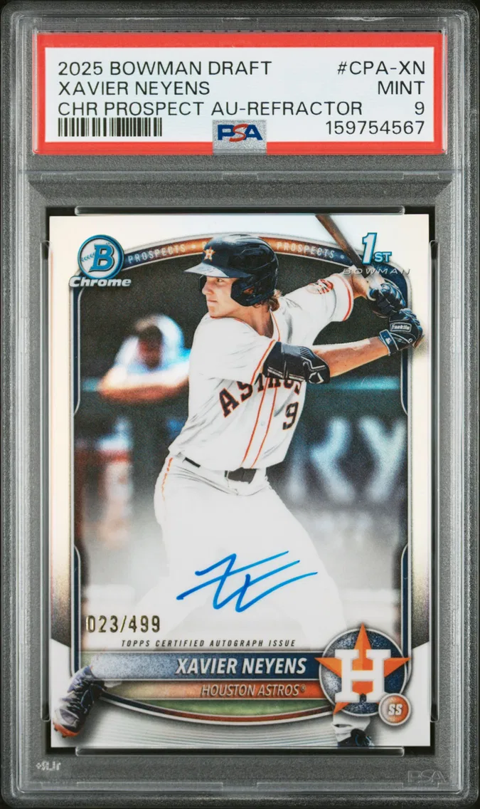 2025 #CPA-XN Xavier Neyens PSA 9 Bowman Draft Chrome Prospect Autographs