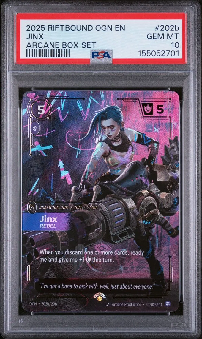 2025 #202b Jinx - Rebel PSA 10 Riftbound: League of Legends Ogn-Origins