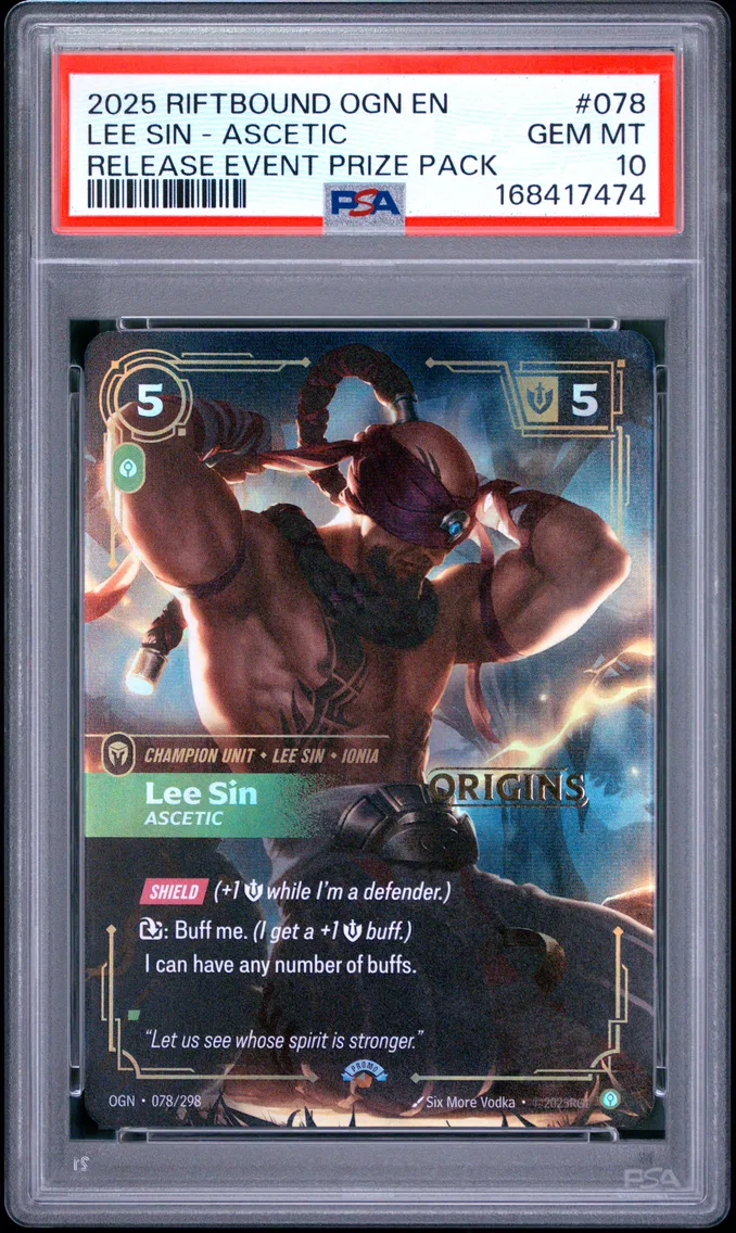 2025 #078 Lee Sin - Ascetic PSA 10 Riftbound: League of Legends Ogn-Origins