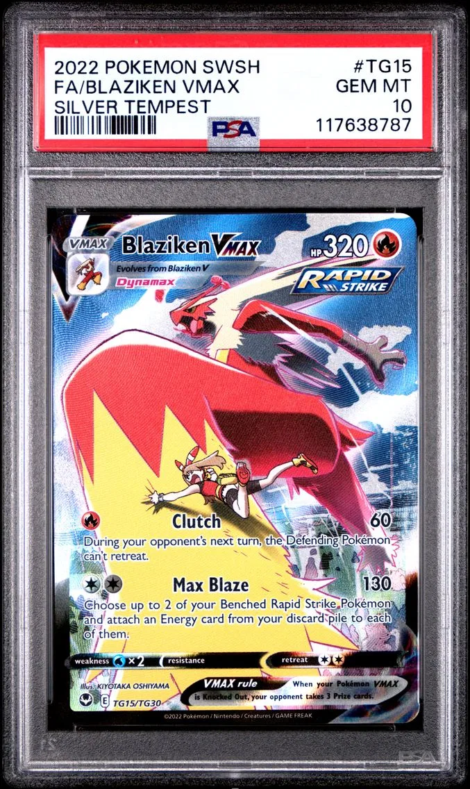2022 #TG15 Full Art/Blaziken Vmax PSA 10 Sword & Shield Silver Tempest Pokemon