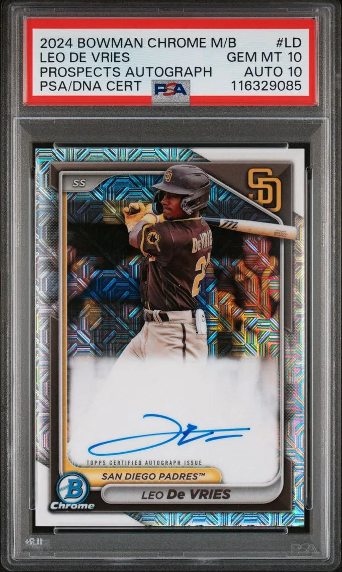 2024 #LD Leo de Vries PSA 10 Bowman Mega Box Chrome Bowman Prospect Mega Autographs
