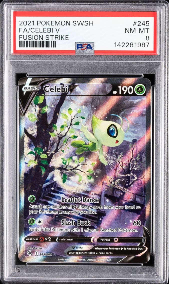 2021 #245 Full Art/Celebi V PSA 8 Sword & Shield Fusion Strike Pokemon