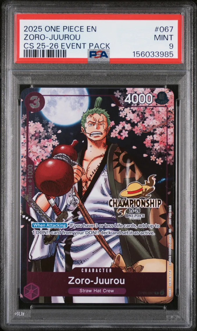 2025 #067 Zoro-Juurou PSA 9 One Piece Championship 2025-26 Event Pack