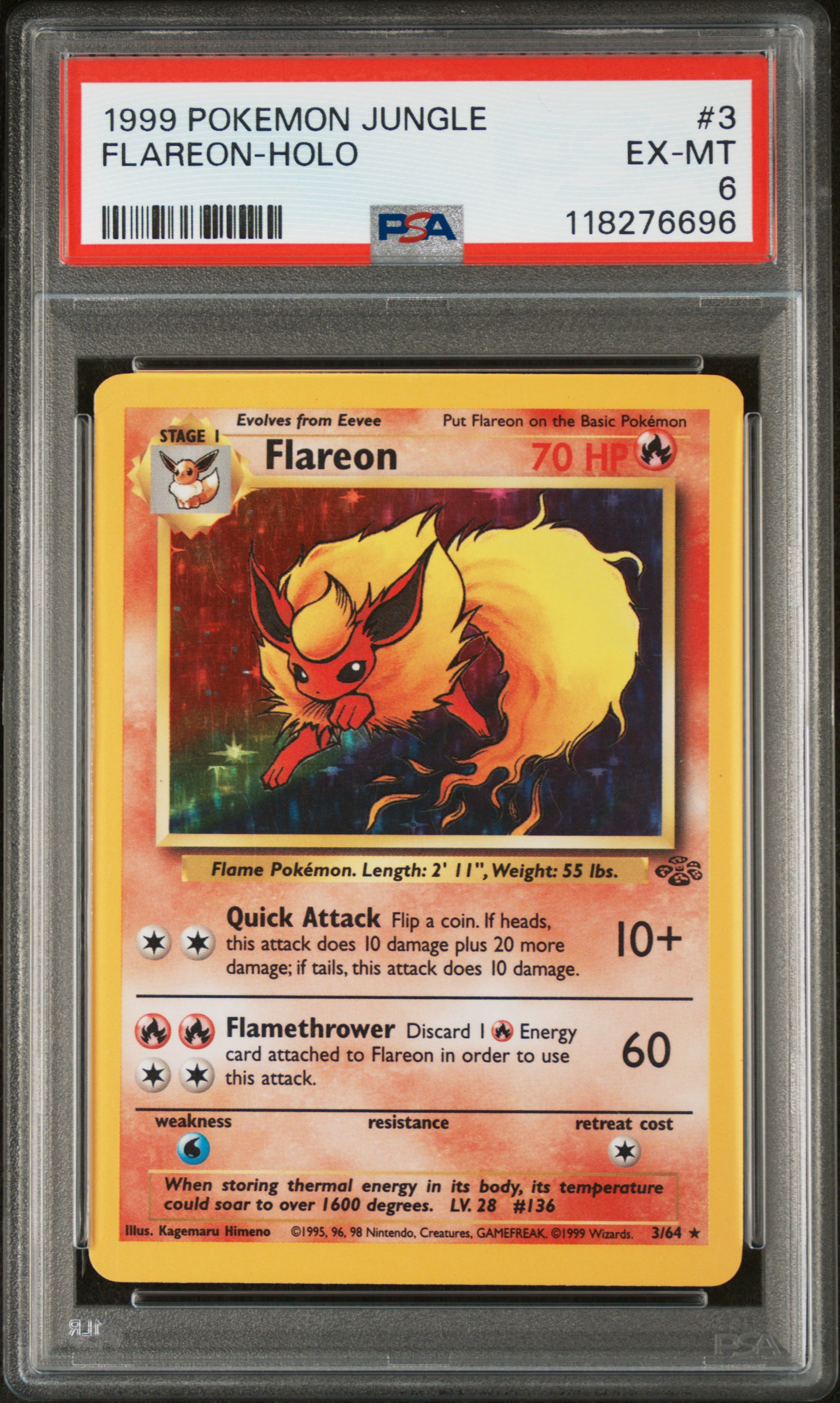 1999 #3 Flareon-Holo PSA 6 Jungle