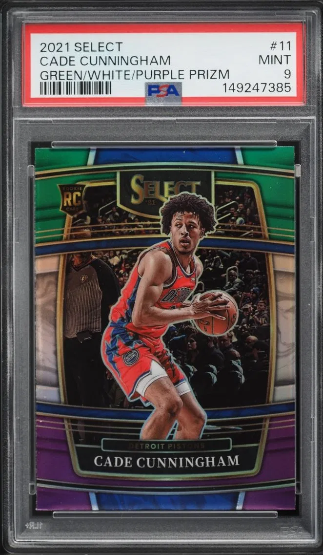 2021 Select Concourse Green White Purple Prizm Cade Cunningham ROOKIE #11 PSA 9 MINT